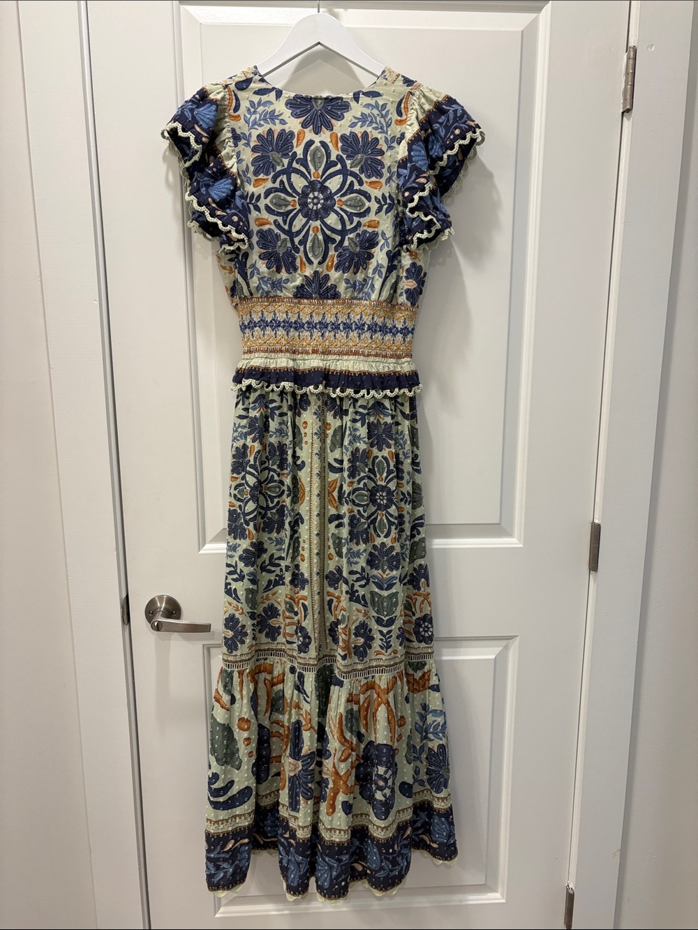 Farm Rio Ocean Tapestry Maxi Dress | Size M | Green Floral | Cotton - Picture 12 of 16